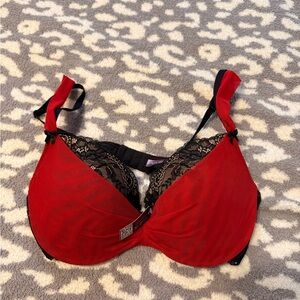 Adore Me Red and Black Lace Bra